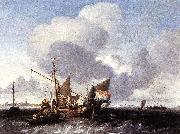 Ludolf Backhuysen Ships on the Zuiderzee before the Fort of Naarden Spain oil painting artist